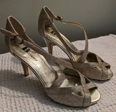 Gold/Sparkly Open toe shoes, View more