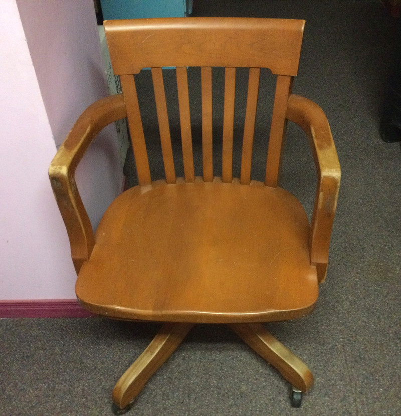 SOLID MAPLE 1950 ADJUSTABLE ROLLING SWIVEL CHAIR by H. KRUG Chairs