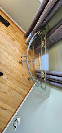 glass table steel frame & mirror 
