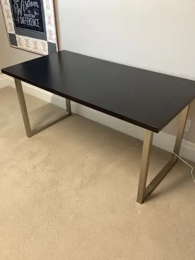 29 x 59 x 29 high. Sturdy table. Scratches on top as seen in photos.