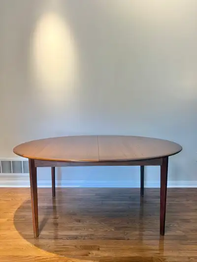 Mid Century Teak Oval Dining Table (1 Leaf), View more