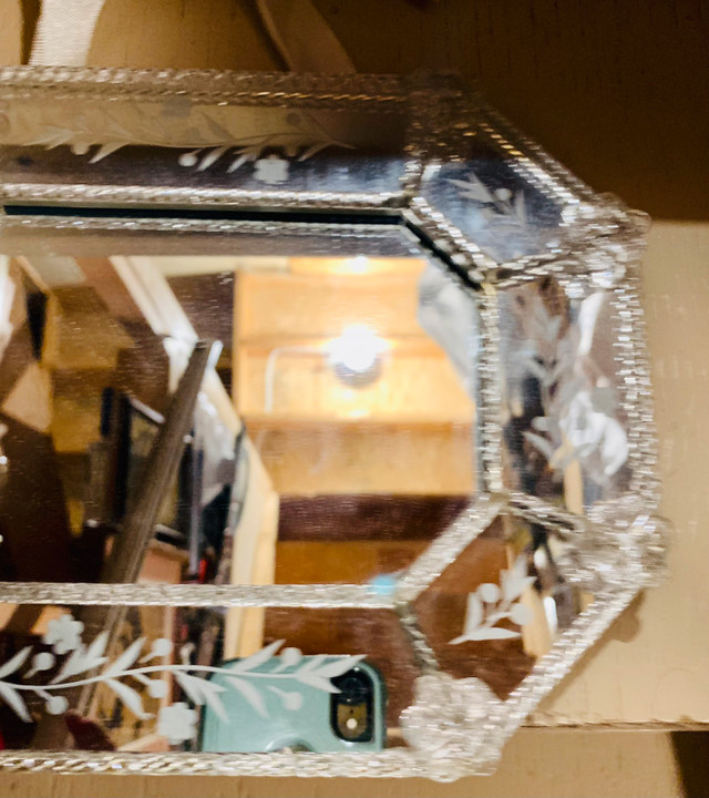 Pretty 9” Girly Little Floral Mirror Like 1950’s Vintage Style Arts