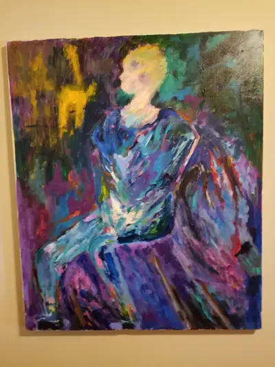 An acrylic on canvas by Montreal Canadian Artist SYBIL COHOS, and titled THE BLUE LADY. The piece is...