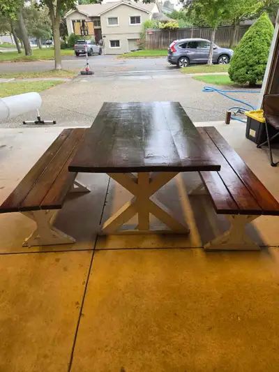 Farmhouse Dining Table and Benches, View more
