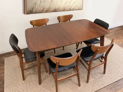 Restored West Elm Walnut Dining Table with Extension, View more