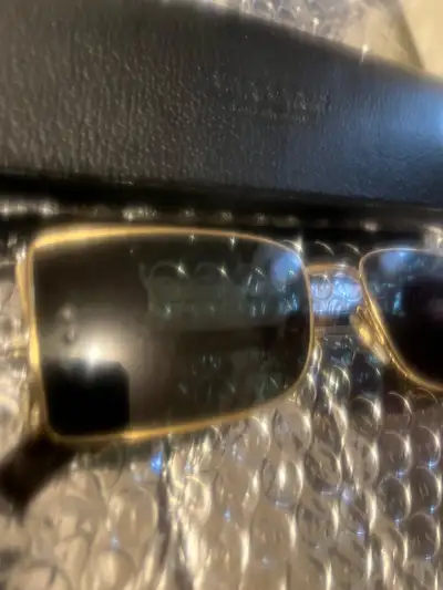 Men's Burberry Rectangular Frame Aviator Sunglasses - Gold, View more