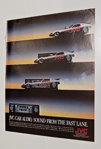 CLASSIC 1983 JVC CAR STEREO AD WITH DRAG CAR DRAGSTER - RETRO