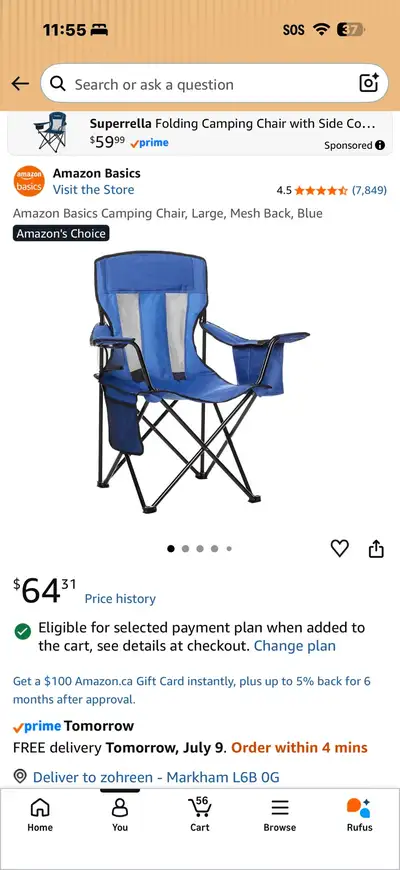 Amazon Basics Camping Chair, View more