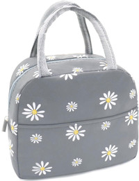SOLD - Insulated Lunch Bag - Sonuimy - Grey with White Daisy