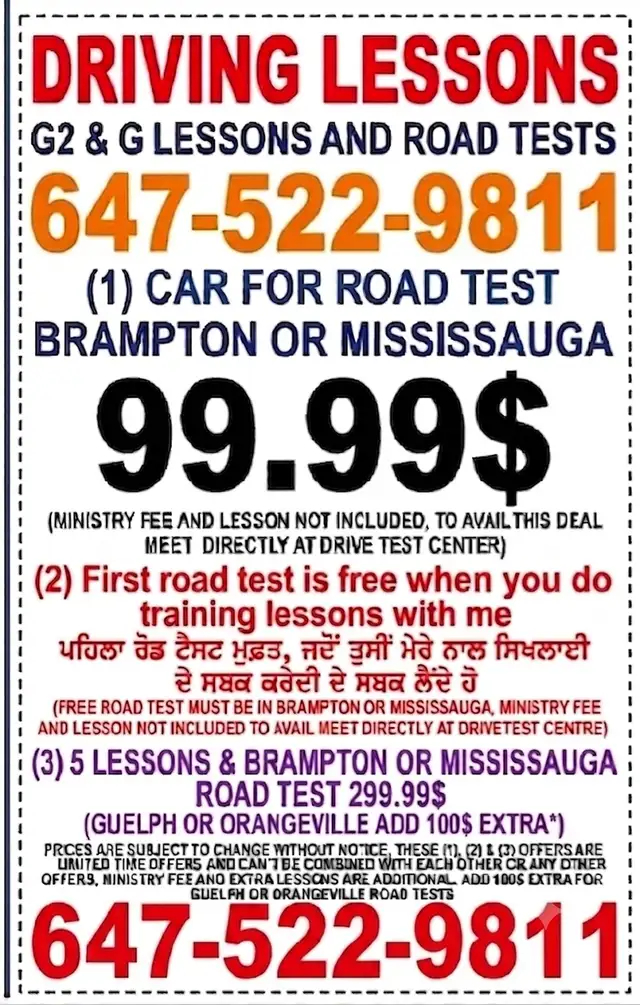 Driving Lessons and Road Test Car513979935978301443