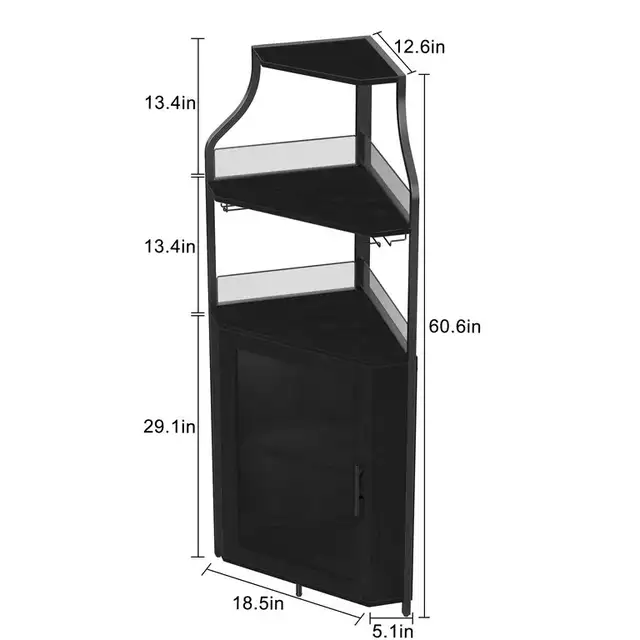 New Aoile Corner Bar Cabinet, 5-Tiers Liquor Cabinet Bar in Hutches & Display Cabinets in City of Toronto - Image 3