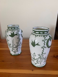 Pair of handpainted vases, 4.5 inches tall