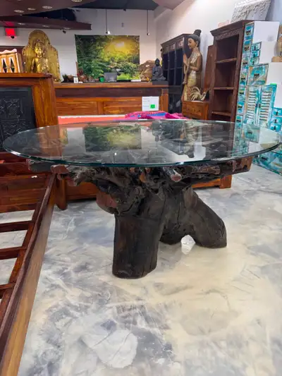 ✅Liquidation fin de stock: Table cuisine ronde en souche racine, View more