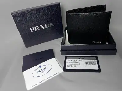 Prada Saffiano Leather Bifold Wallet, Black, Mens, New in Box, View more