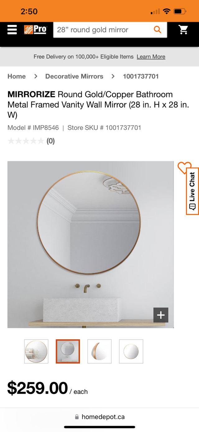 Mirror bathroom mirror gold/copper  in Bathwares in Kitchener / Waterloo - Image 2