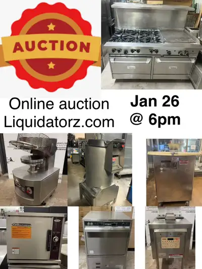 Online auction Jan 26 @ 6pm !! New year Huge sale for Restaurant Bar & bubble tea equipments ; Don’t...