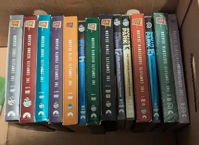South Park DVD's Seasons 1-7, 10, 12-17. Fourteen sets in total.
