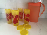 Tupperware Impressions jug 2.1 litre and 4 new tumblers + covers