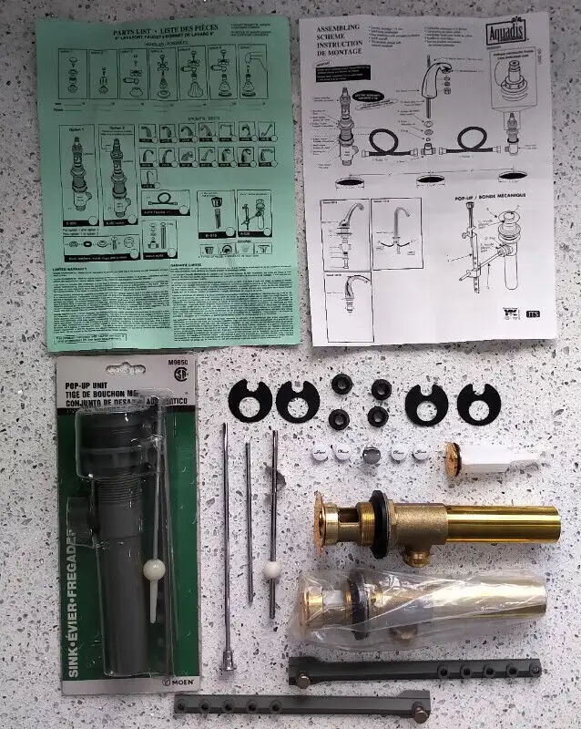 Aquadis Moen Sink Drain Parts Polished Brass in Plumbing, Sinks, Toilets & Showers in Longueuil / South Shore - Image 2
