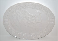 Large Oval White Turkey Serving Platter 18" x 13" Like NEW!