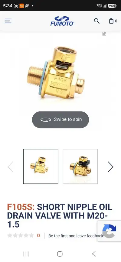 Brand new Fumoto drain valve with extra gasket washer Model: F105S - Short Nipple Oil Drain Valve wi...