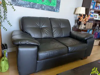 Leather loveseat, View more