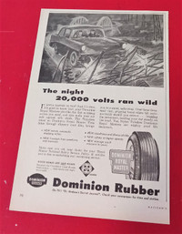 1956 DOMINION TIRES VINTAGE CANADIAN AD WITH CHEVY 210 CLASSIC