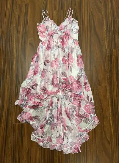 Women’s ruffled hem floral print asymmetrical dress - large, View more