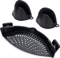 Sink Strainer with Oven Grip Mitts, Silicone - Black - Brand New