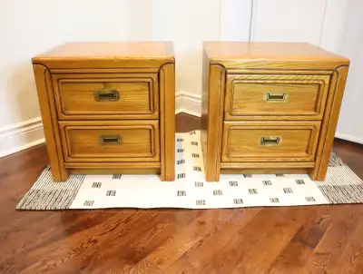 Pair of Vintage Golden Oak Night Tables, View more
