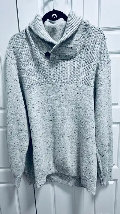 WindRiver Men’s Shawl Collar Sweater – 2XL – Light Grey, View more