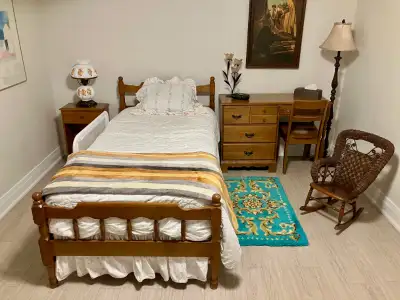 CHRISTMAS! Vintage Solid Maple Twin Bedroom Set + Everything, View more