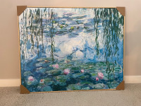Money Style Waterlily Canvas Painting with Frame
