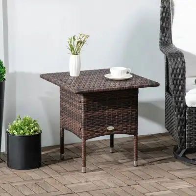 20" Patio Wicker Coffee Table, Mixed Brown , View more