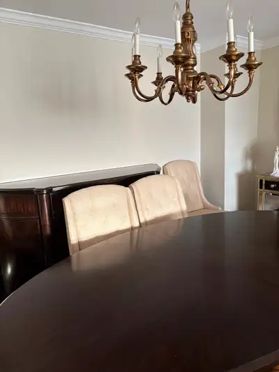 Dining room table & 6 upholstered chairs, View more