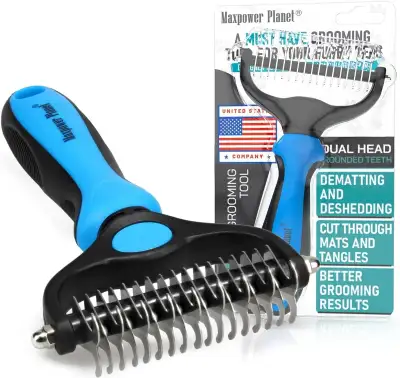 Maxpower Planet Pet Grooming Brush - Double Sided Shedding, Dematting - Undercoat Rake for Dogs - Do...