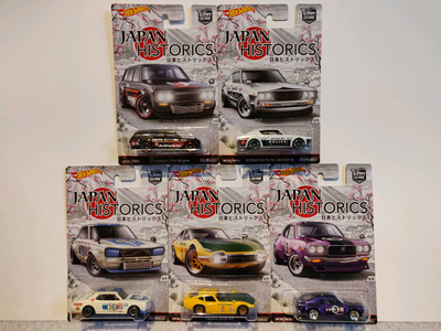 New Hot Wheels Car Culture series Japan Historics set of five (5) 1/64 diecast cars with Real Riders...