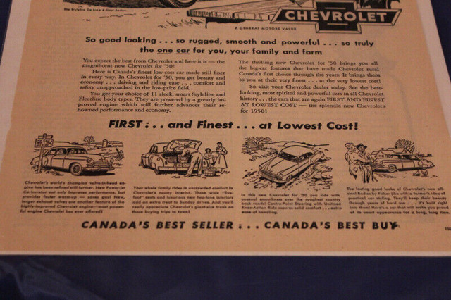 1950 Chevrolet Styleline DeLuxe 4-Door Sedan Original Ad in Arts & Collectibles in Calgary - Image 3