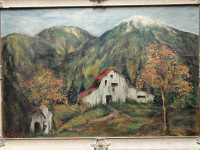 Schumann artiste peinture toile tableau paysage montagne grange