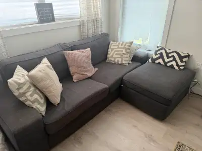 Great condition! All the covers are washable. Only some minor fraying on the very bottom of the otto...