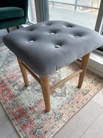 Grey Velvet and Wood Stool, View more