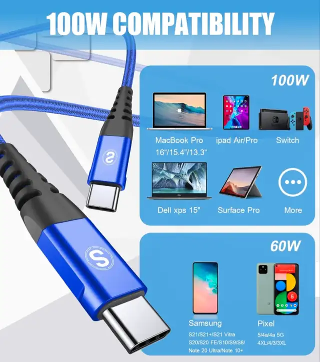 Fast Charging Cables USB C to USB C or Lightning for iPhone or o in General Electronics in Oshawa / Durham Region - Image 4