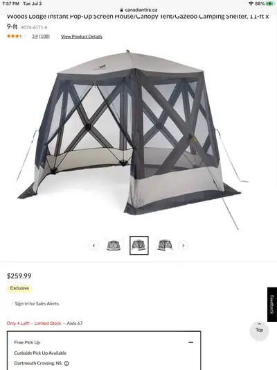 For Sale Woods screen tent, pop out. In very good condition, no rips or tears. Brand new with taxes...
