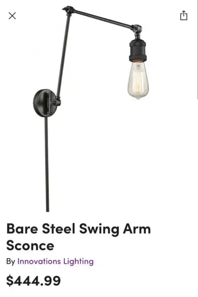 Innovation Lighting Bare Steel Swing Arm Sconce, View more