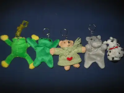 5 plush animals key chains, View more