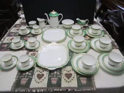 Aynsley DURHAM GREEN fine bone china Tea Set for 6, View more
