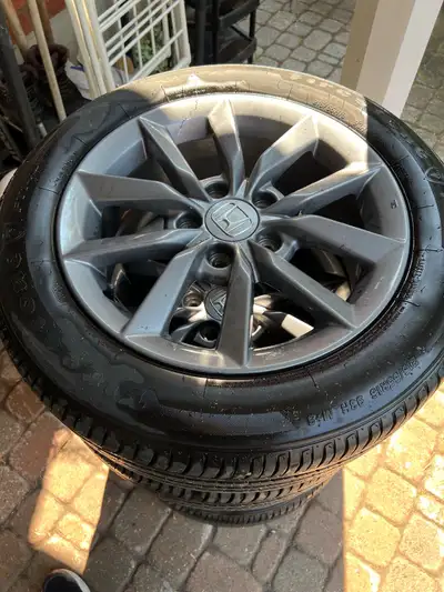 215 55 R16 Firestone FT140 All-Season - Tires bought early 2024, used for less than 4 months. Wheels...