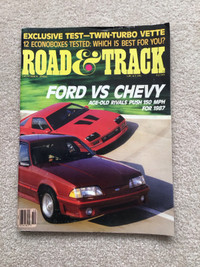 Road & Track Mustang vs Camaro article car magazine