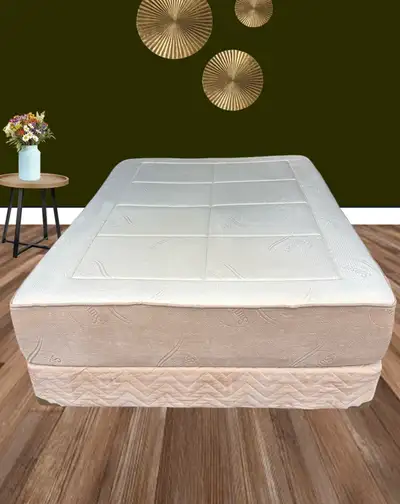 Full, Very Dense Foam Mattress & Box set, USED, steam cleaned, View more
