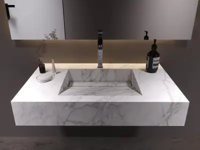 ⭐Modern Quartz Vanity with Seamless Integrated Sink⭐, View more